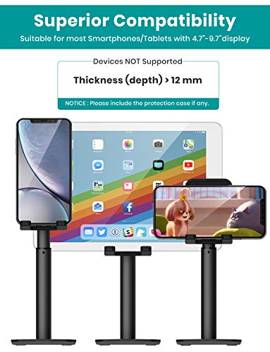 Cell Phone Stand Tablet Holder, Klearlook Adjustable Height and Angle Desk Smartphone Stand Holder (Upgrade Version Phone Stand) Compatible with Phone/Tablet Up to 10.5 Inch