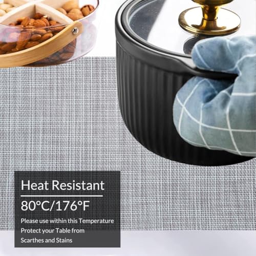 Image of YELONA Placemats for Dining Table - Heat Resistant, Non-Slip & Washable PVC Vinyl Table Mats - Set of 6, 45 x 30 cm (Silver Grey)