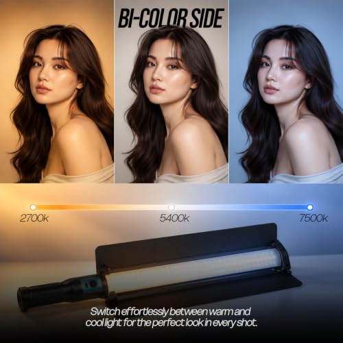 Image of HIFFIN HFB-650 30W RGB Wand Light for Video Shooting & Photography, Handheld LED Light Stick, 2700K-7500K CCT, 3800 Lumens, 100% Dimming, 11 FX Modes, App Control, 2200mAh Battery