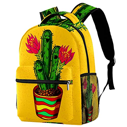 Sac à dos de voyage pour filles et garçons motif cactus jaune mexicain