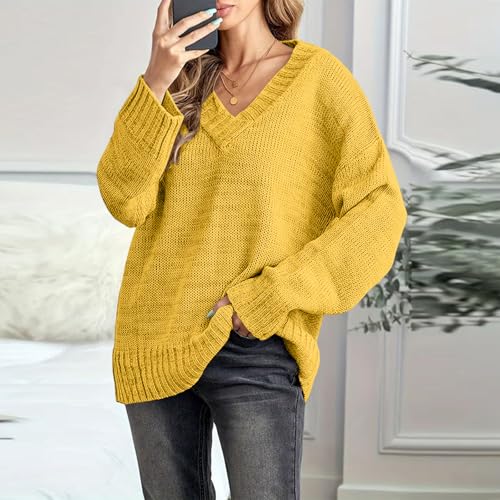 Womens Knitted Tops V Neck Long Sleeve Lightweight Tunic Sweaters - image 5