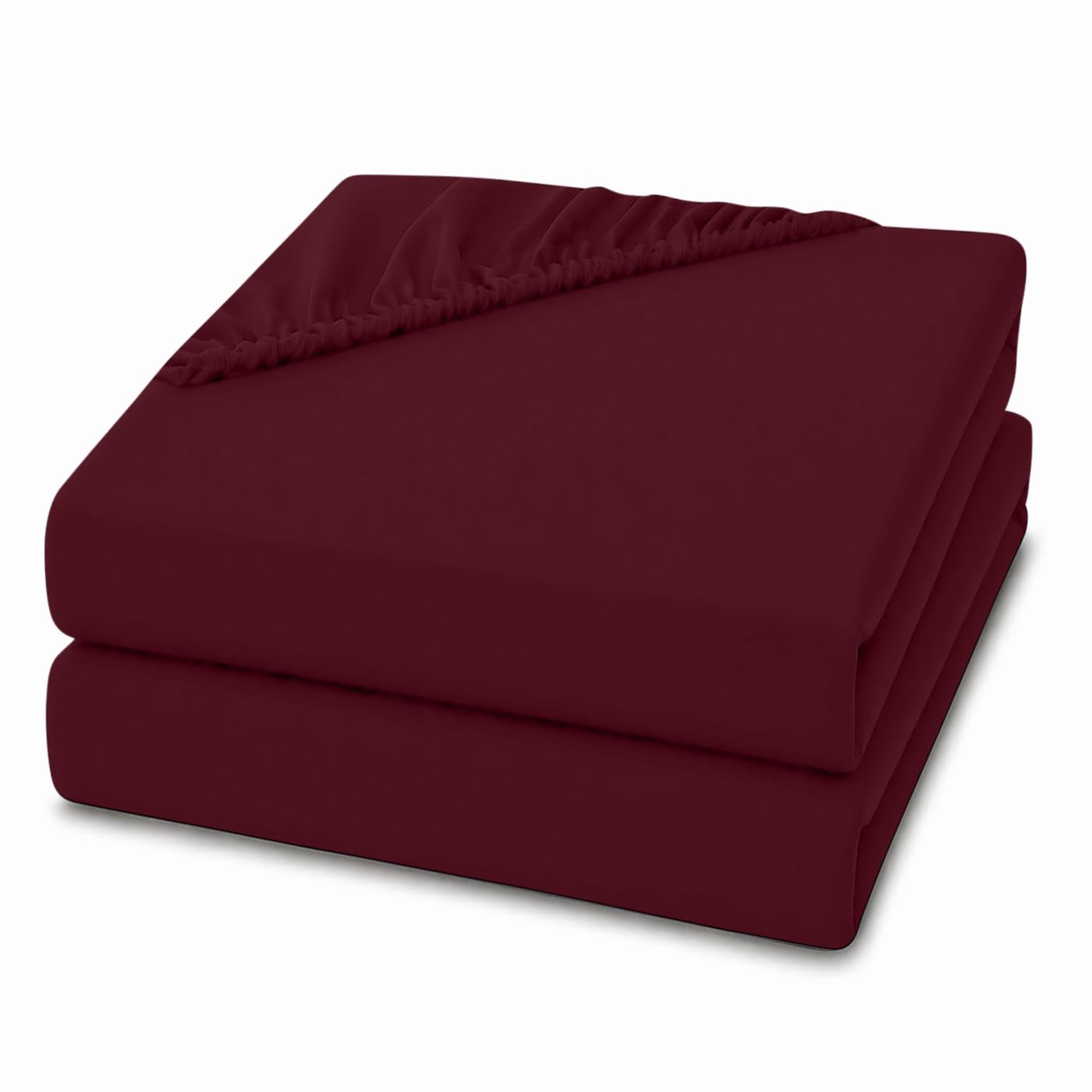 2 Pack King Fitted Sheets 28cm Deep Pocket – Ultra Soft Comfortable Microfibre Bed Sheets, Breathable, Wrinkle, Fade & Shrink Resistant, Easy Care Bedding (Burgundy, King)