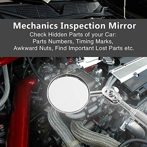 Keenso Auto Inspektionsspiegel, Auto Einziehbar Rund Teleskopspiegel Teleskop Inspektionsspiegel Handwerkzeug mit Griff(5Stk 30 × 600mm Stift Clip, Silber)