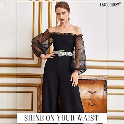 Leacoolkey Fashion Rhinestone Belt For Women For Jeans, Western Cowgirl Studded Leather Belt, Ladies Bling Rhinestone Belt, Bling Rhinestone Belt For Women Cowgirl #TOP2