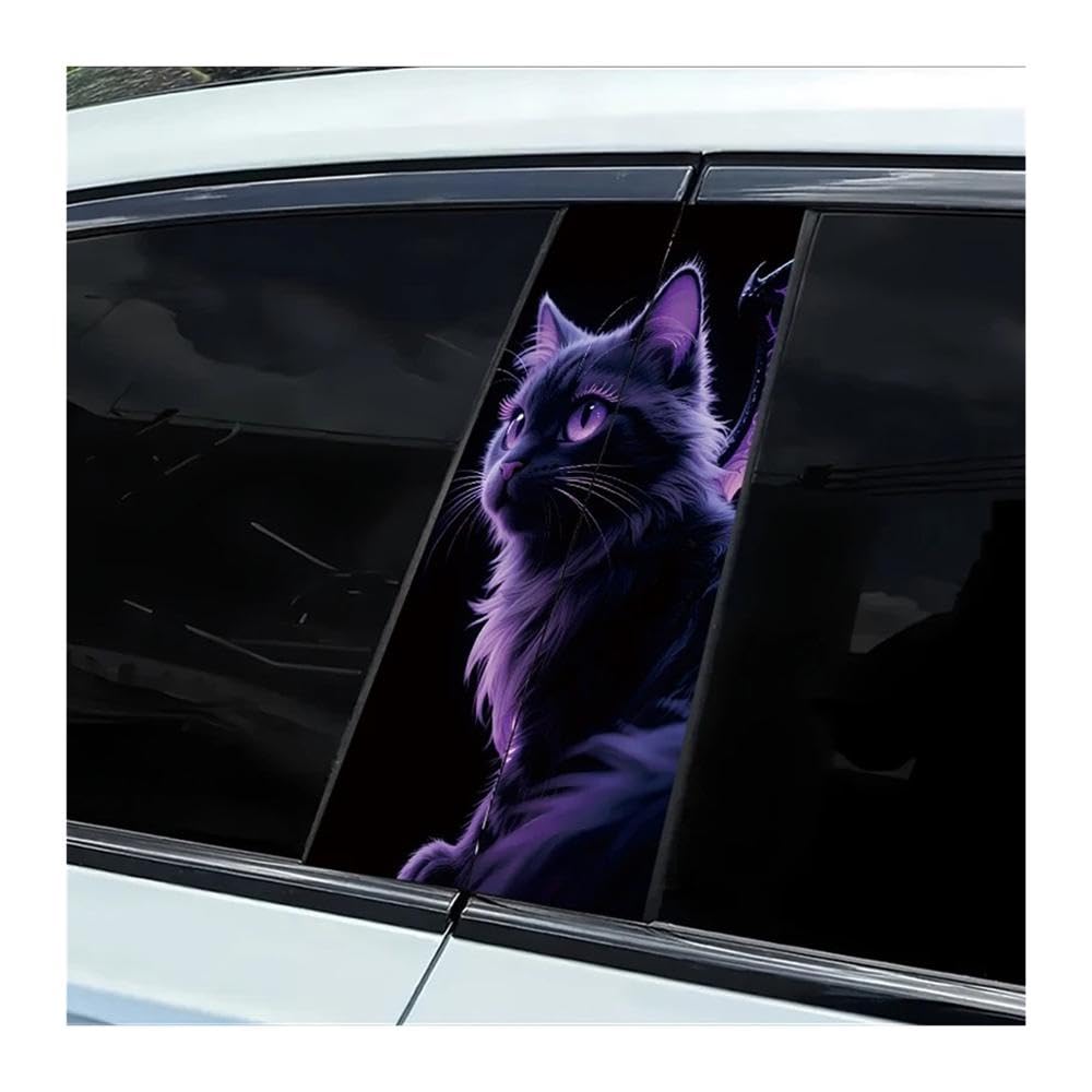 Decorative Items 2 Pieces of Automotive B-Pillar Stickers Demon Cat Smooth Material Protection Film
