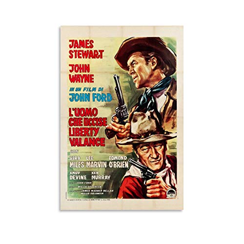LKJHLK Póster clásico de película The Man Who Shot Liberty Valance, 2 lienzos para decoración de dormitorio, oficina, dormitorio, regalo, 40 x 60 cm, sin marco, estilo 1