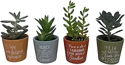 Vasinho Cachepot Suculenta Mini Kit 4 Vasos Frases