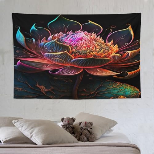 Tenture murale lotus PAZZK, drap de décoration bohème 150x230 cm pour grand salon