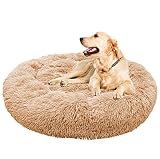 jHuanic Puppy Love Panier Chien Anti Stress 50cm,Tapis Chien Lavable Coussin Chien XL/XXL 80/100cm Moelleux Orthopedique,Rond XXXL Apaisant Panier pour Chien Grande Taille Moyen (50cm,Beige)