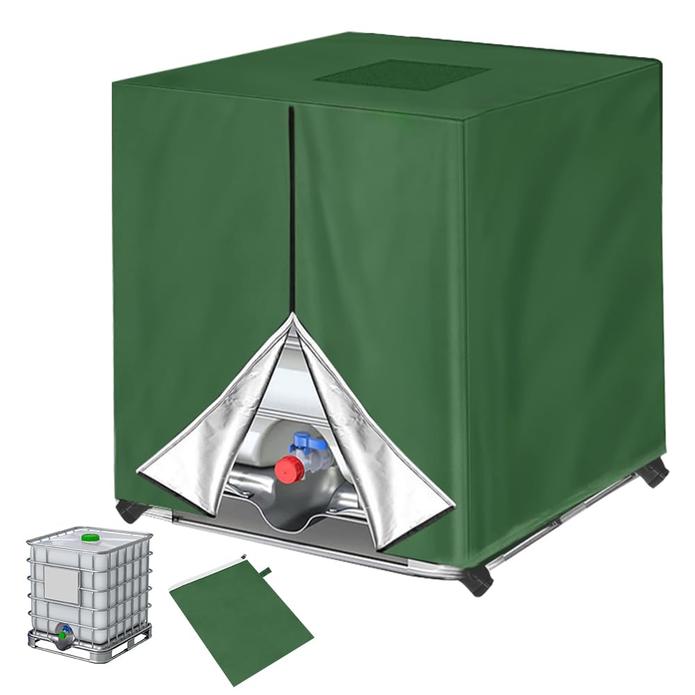 HOTUT IBC Tank Cover, Heavy Duty 420D Oxford Fabric Water Tank Cover with Click-Close Straps, Waterproof Dust-Proof Outdoor 1000L IBC Container Covers, Anti-snow Windproof Anti-UV, 120x100x116 cm