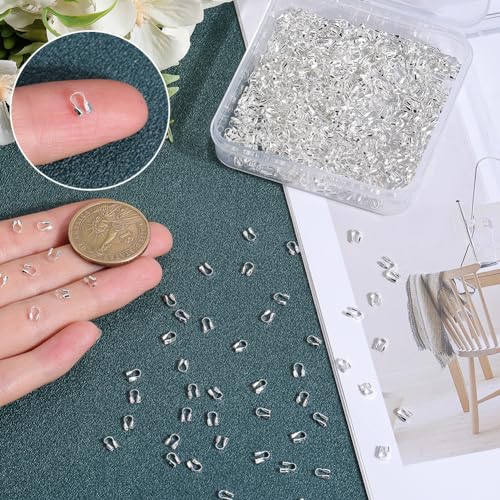 SOFPLATE 1 Box 1200Pcs Wire Guardians Silver Wire Guard Thread Protector Loop Brass Wires Cable U Shape Protective Tube Findings for Earring Bracelet Necklace jewellery Making Supplies DIY Beading Cra - Image 3
