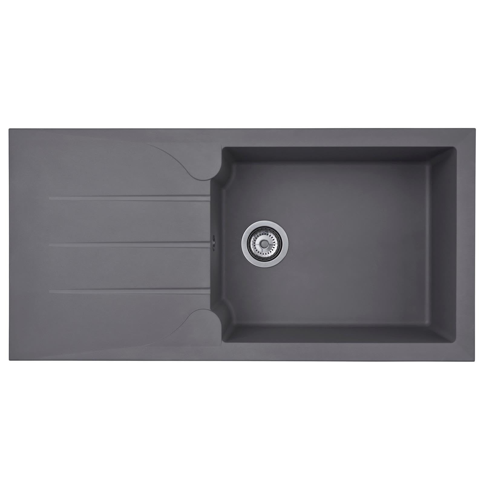 Liquida LP10GR 1.0 Bowl Composite Reversible Inset Grey Kitchen Sink with Waste