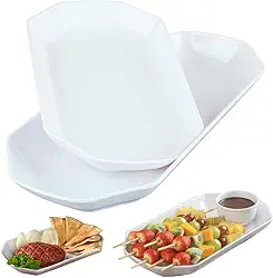 Jogo 3 Travessa Branca Para Servir Retangular Grande 40 cm e Pequena 28 cm Feitas de Melamina Premium Leve e Resistente