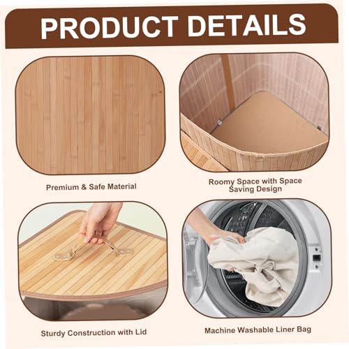 Panier à linge en bambou de style éventail avec doublure textile haut de gamme