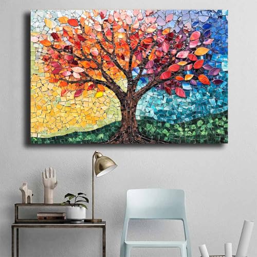 Arbre de vie décoration murale grand format 60x90cm tableau moderne abstrait - 4