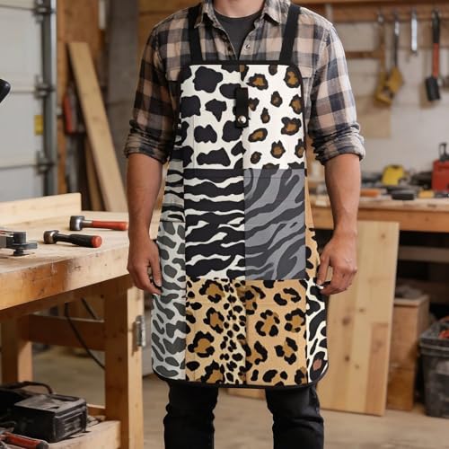 Delantal ajustable con diseño leopardo para hombres y mujeres miniatura 5