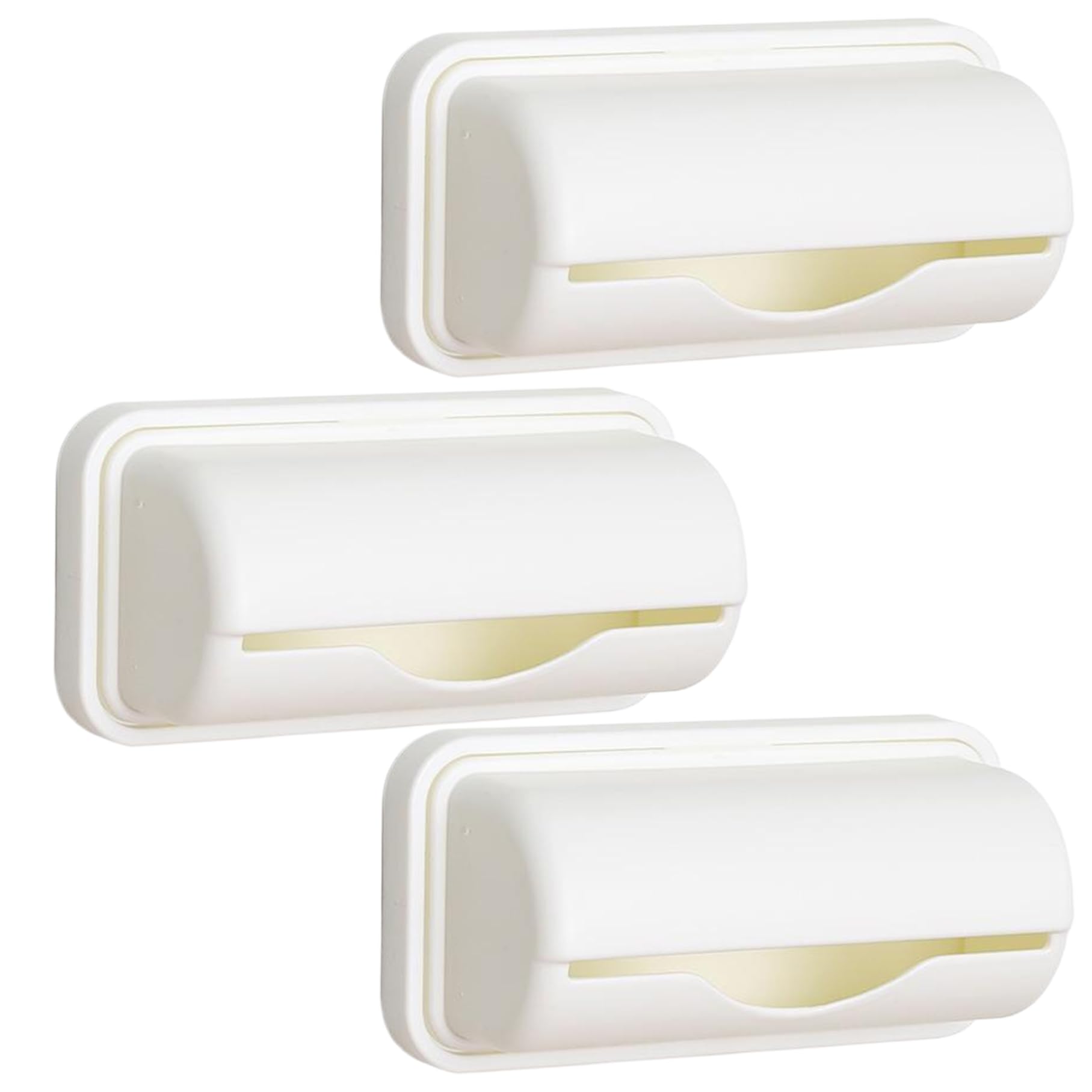 Syglawnd 3PCS Bag Dispenser 5.9x5.3x2.6 Inch Adhesive Trash Bag Holder for Kitchen Bathroom