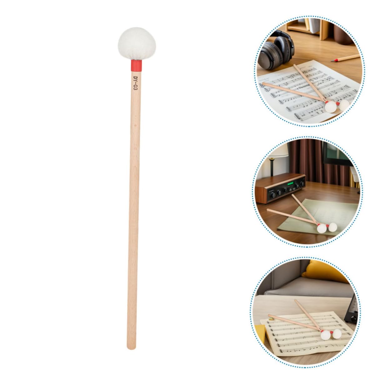 TOYANDONA Bacchette con Manico in Legno in Feltro Beige per Timpani 4 Pezzi Design Ergonomico per Gruppi Scolastici e Ambienti Musicali