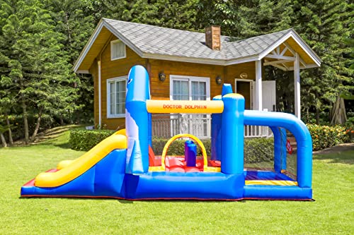 Doctor Dolphin Inflatable Bounce House Toddler With Ball Pit Inflatable Slide Bouncer Jumper Shark Bouncy Castle Park For Kids 2-12 Indoor Or Outdoor #TOP4