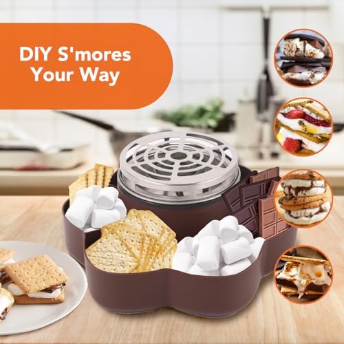 Electric S'mores Maker Tabletop Indoor, Flameless Marshmallow Roaster, Smores Kit with 6 Compartment Trays and 4 Forks, Housewarming Gifts for New House, Movie Night Supply, Christmas Gift Ideas - 1