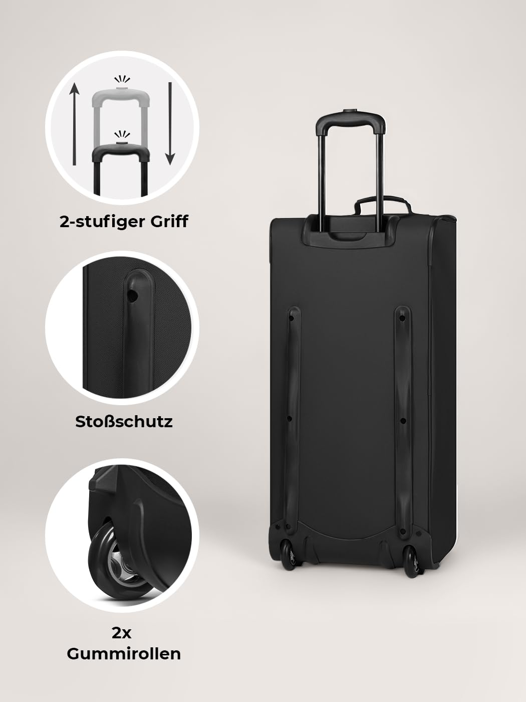 REDOLZ große L Trolley-Reisetasche mit Rollen 71 cm 81 Liter