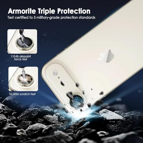 Image of Skinomi Camera Lens Protector Compatible with iPhone 17 Air, [Anti-Scratch] Premium Tempered Glass Film Aluminum Alloy Lens Ring Cover- Gold Titanium
