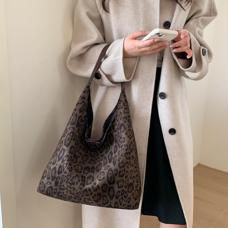 Image of Leopard Tote Bag for Women Cheetah Purse Vintage Hobo Bag Large Capacity Work Tote Bag