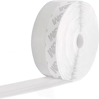 VAVOLO Weather Stripping Door Seal Strip, 5M/16.4ft Weatherproof Soundproof Self Adhesive Door Strip Bottom Silicone Seal Strip for 0-20MM Doors and Windows Gaps (White Width 35mm)