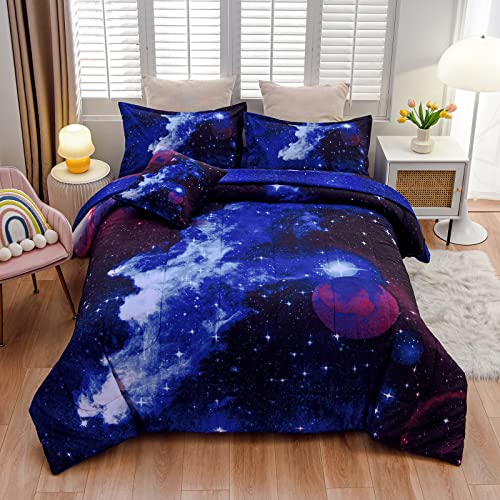 Image of A Nice Night 3D Galaxy 6Pc Queen Kids Bedding Outer Space Comforter Set