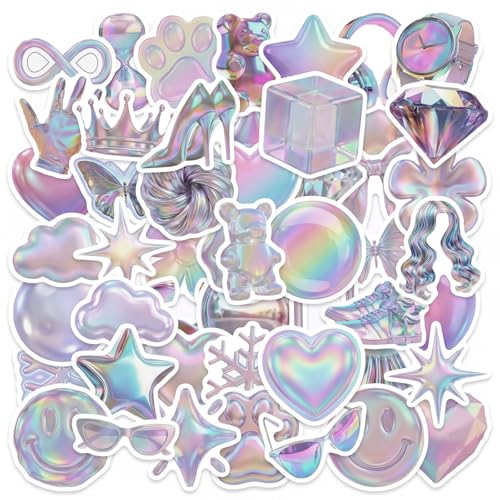 Bluradio 100PCS Aesthetic Holographic-Style Vinyl Sticker Pack