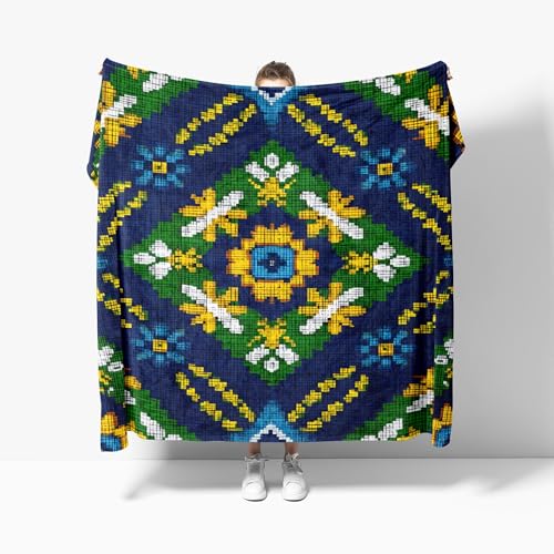 Kuscheldecke Flauschig Weiche Flanell Fleecedecke XL 130x150 cm - Abstraktes Geometrisches Muster Wohndecke Warm Sommerdecke Sofadecke, Mehrfarbig Tagesdecke für Erwachsene Kinder Schlafzimmer