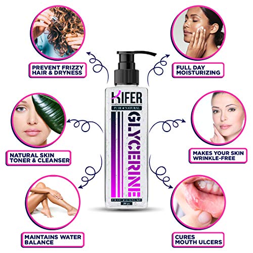 Image of Kifer Pure Glycerin Unscented, 100% Vegan, Hypoallergenic Glycerine for Face Beauty Skin 250gm