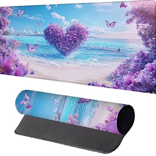 Tapis de souris papillon 900x300x3mm grand sous-main bleu xxl pour bureau de gamer