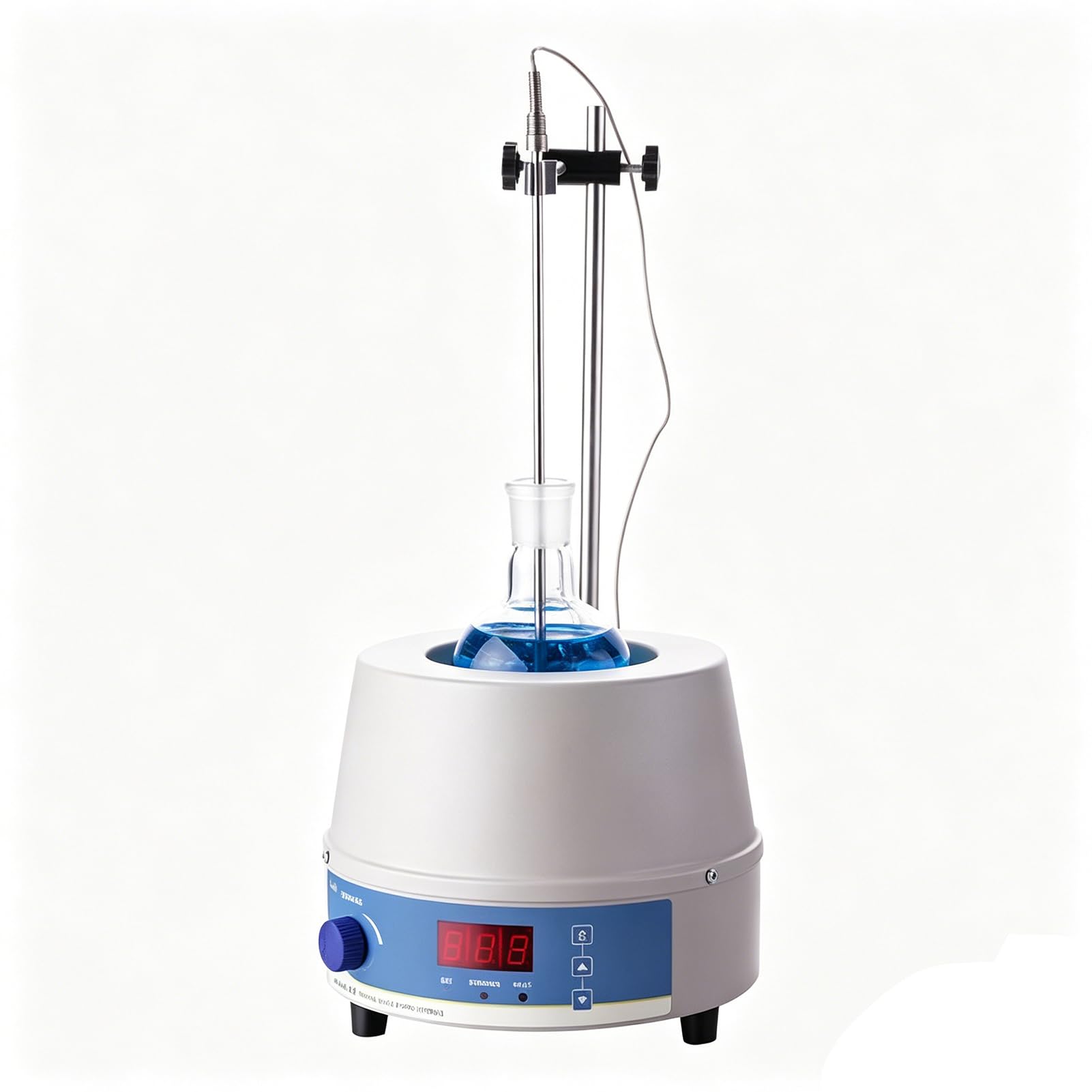 Laboratoryjny grzejnik termostatyczny i mieszadło magnetyczne z cyfrowym wyświetlaczem, sondą czujnika temperatury, maksymalna temperatura 300°C, do ogrzewania cieczy i mieszania sprzętu