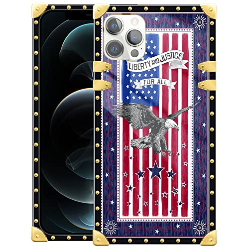 Coque iPhone 13 avec angles en métal rétro, finition premium au motif USA
