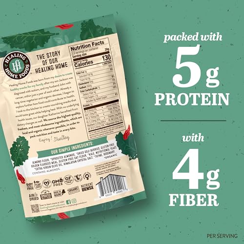 Healing Home Foods Kale Goji Raw High Protein Crackers, Made with Organic Goji Berries, Almonds and Golden Flaxseed Meal, Gluten Free, Vegan, Non-GMO, Plant Based Healthy Crackers, 3.5oz (1Pack) - Thumbnail 4