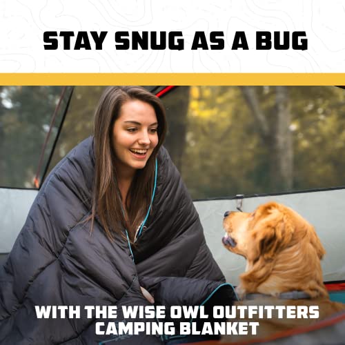 Wise Owl Outfitters Nylon Camping Blanket - Packable & Waterproof Warm Camping Quilt - Outdoor Blanket For Stadium, Backpacking, Camping, Travel, And Hiking - Black, Large #TOP6