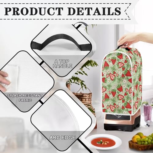 Image of Daisy Strawberry Blender Dust Cover, Anti Fingerprint Polyester Stand Mixer or Coffee Maker Appliance Protector, Machine Washable Blender Cover for Kitchen Appliance