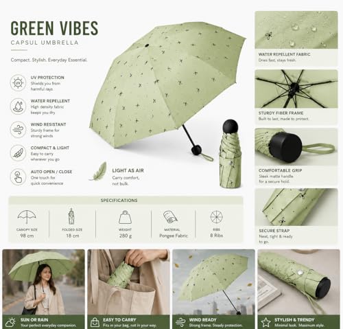 Image of Umbrella for Women | Umbrellas for Men | UV Coated 3 Fold Umbrella for Rain with Auto Open and Close Small Printed Folding Travel-Foldable Windshield