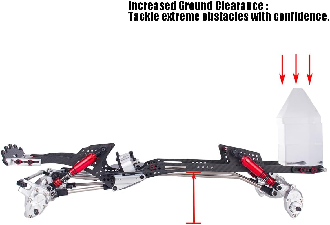 Performance Carbon LCG Chassis Kit with Brace Rock Sliders Delrin Skid Plate for 1/10 RC Crawler Comp Rigs SCX10 Capra Upgrade (Chassis Kit B)