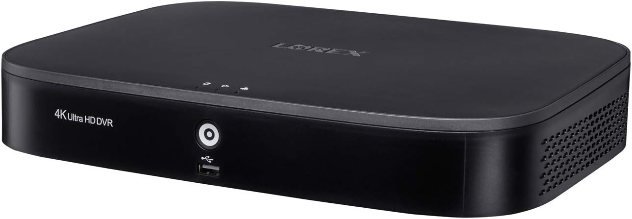 Lorex 4K Ultra HD 8-Channel Security System with 2 TB DVR and Four 4K Ultra HD Bullet Security Cameras with Color Night Vision, Active Deterrence, and Smart Home Voice Control (LORDK18248DAE)