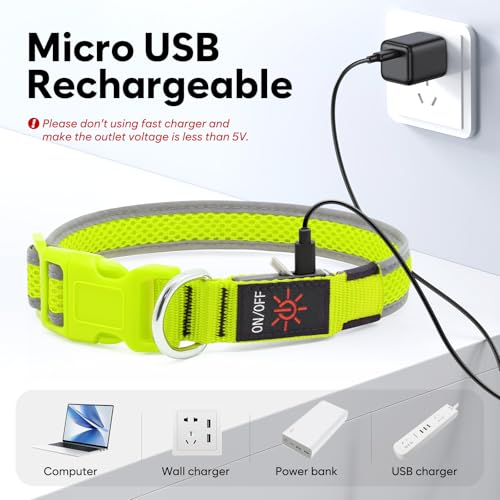 LED Leuchthalsband Hund USB Aufladbar, Wasserdichtes Verstellbares Leuchtendes Hundehalsband mit 3 Lichtmodi, Leuchtende Hundehalsbänder für Kleine Mittlere Große Hunde, Welpen-5