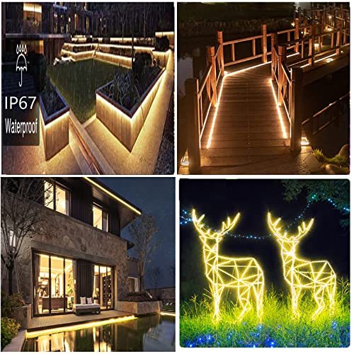 Cinta led solar exterior 16.4 pies 280 LEDs blanco cálido miniatura 5