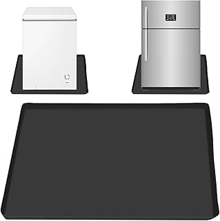 Alfombrilla de silicona para frigorífico, 60 × 60 cm, bandeja de goteo para frigorífico, con elevada, para secadora y lavadora, color negro