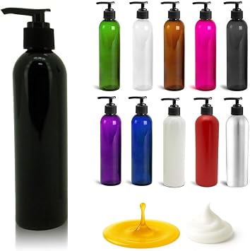 Royal Massage 8 oz Bullet Pump Bottle Refillable Massage Oil, Lotion, Soap, Shampoo Dispenser BPA-Free PET with Black Locking Pump UV-Resistant for Essential Oils Black, 1