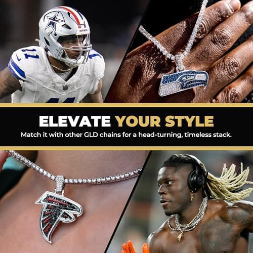 GLD Officially Licensed NFL Sports Team Helmet Pendant - Gold Plated Iced Out Football Necklace Charm - Image 6