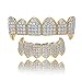 Braces Gold Braces Fangs Micro-Inlaid Zircon Gold Teeth Trend Decorative Braces, Golden Lower Teeth