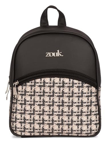 Image of ZOUK Dalila Mini Daypack | Stylish Small Backpack for Women | Compact | Bag for Girls | Daily College Use | Travel Day Pack | Vegan Leather | Handcrafted | Water-Resistant