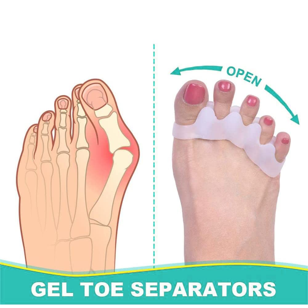 Separador dedos pie silicona Dedo martillo corrector 2 pares para adultos ancianos Alivio dolor pies