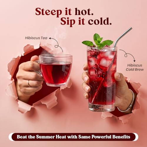Image of BLUE TEA - Hibiscus Tea - 1.76 Oz (80+ Cups) Loose | SKIN GLOW ENHANCING TEA | Herbal Tea - Flower Based - Non-Bitter - Caffeine Free - Tangy Flavour - Vitamin-C Rich | Pet Jar Pack